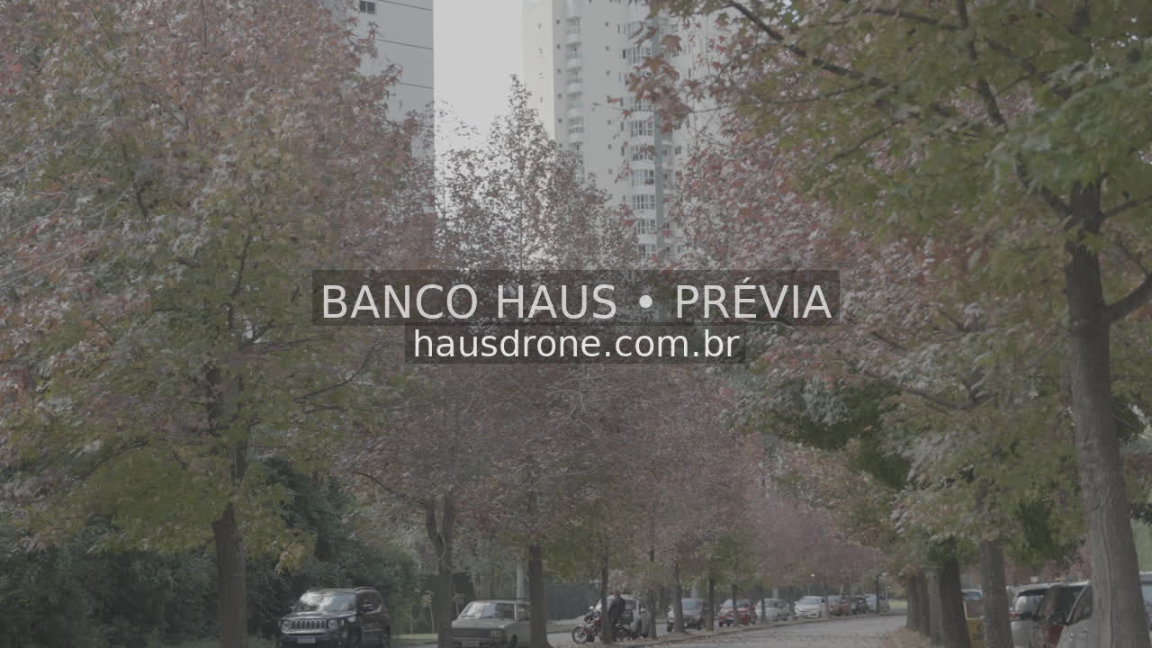 Rua com árvores de folhagem avermelhada — Ecoville em Curitiba, Paraná.