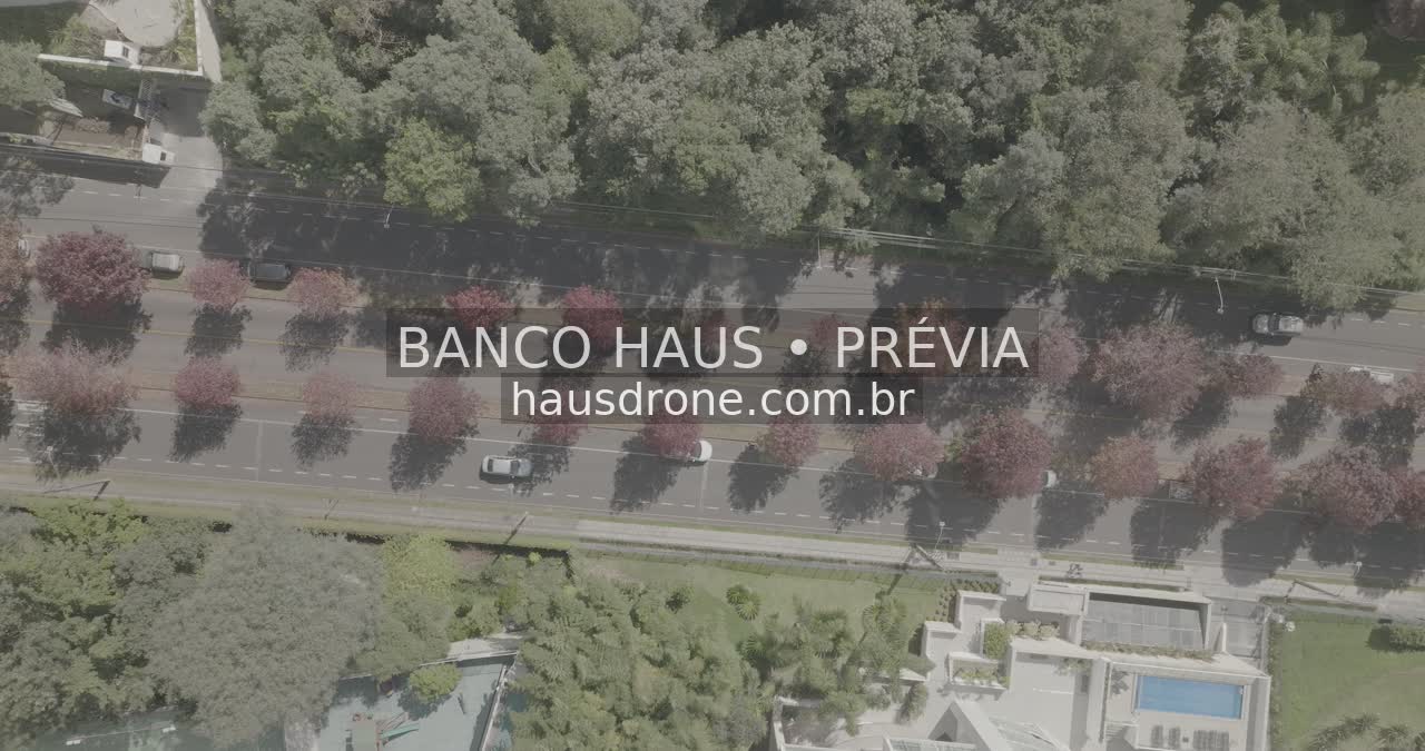 Rua com árvores de folhagem avermelhada — Ecoville em Curitiba, Paraná.