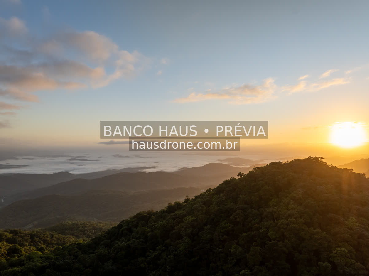 Paisagem serrana e vegetação no litoral do Paraná — Região de Paranaguá, Paraná.