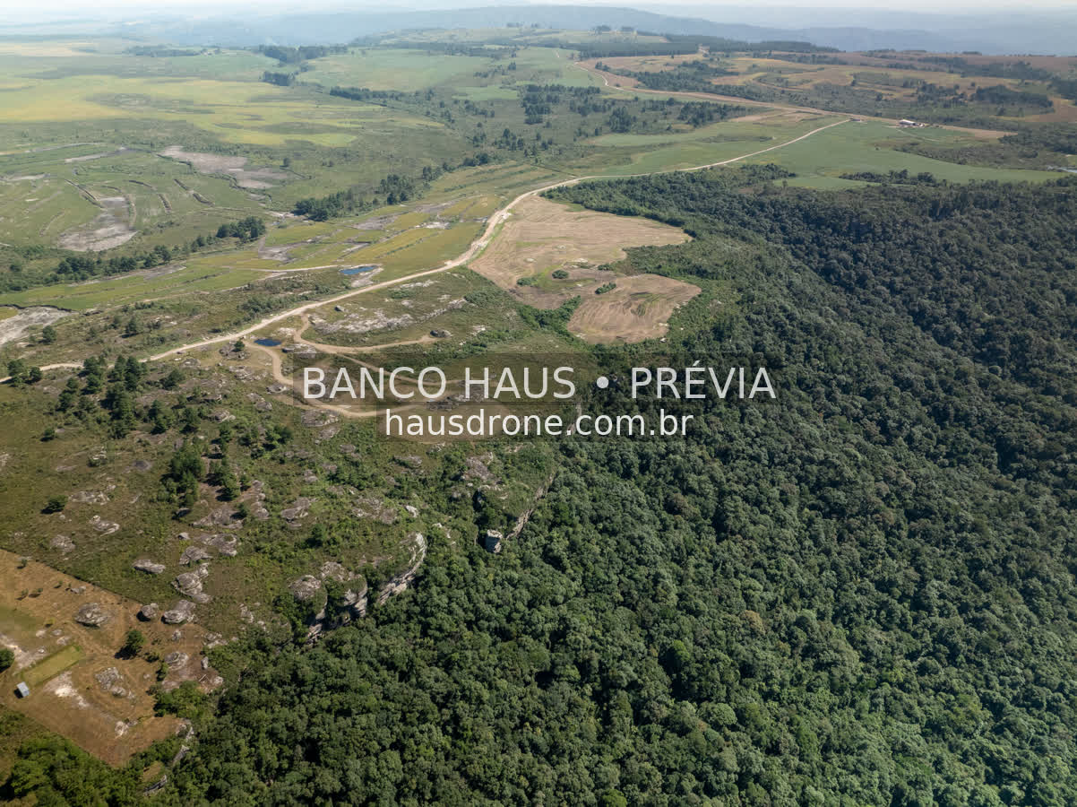 Escarpas, campos e mata em vista aérea — São Luiz do Purunã, Paraná, Paraná.