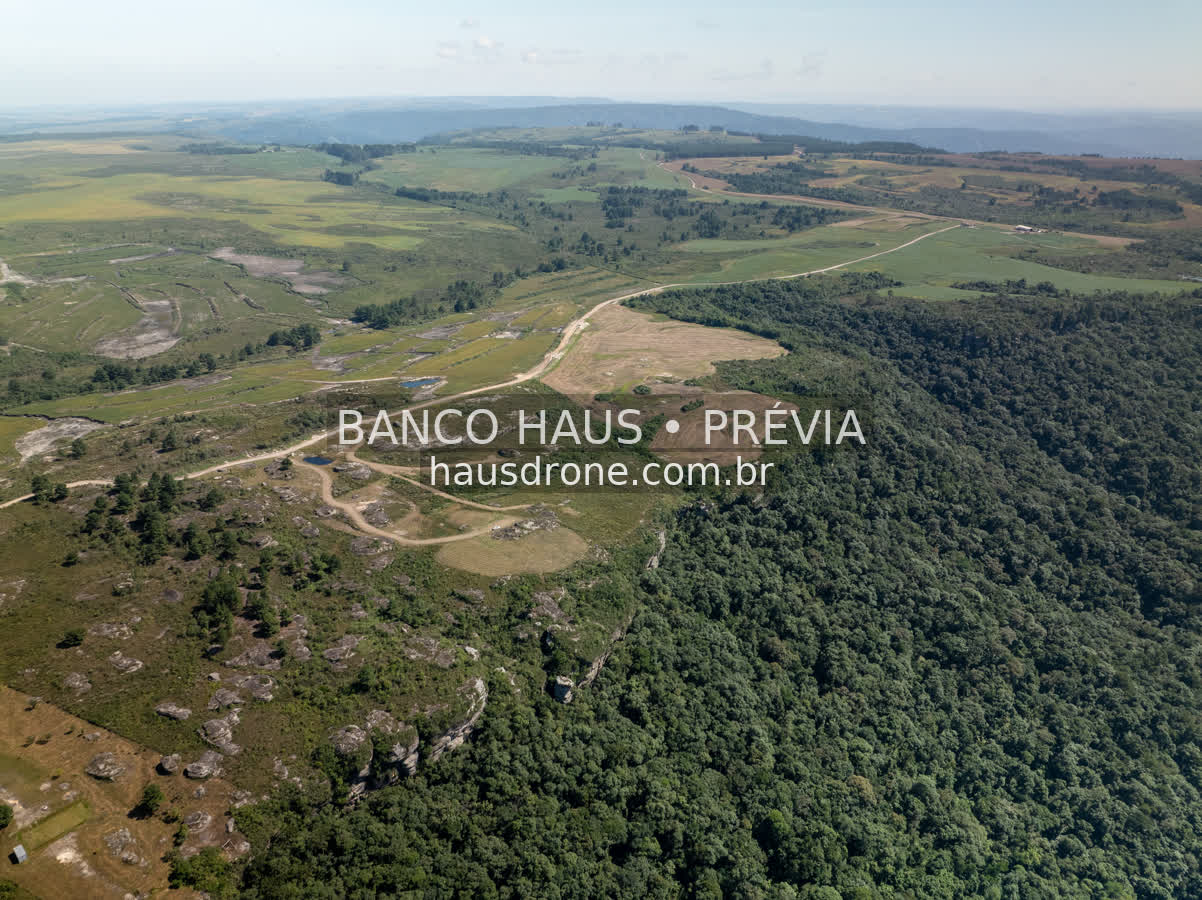 Escarpas, campos e mata em vista aérea — São Luiz do Purunã, Paraná, Paraná.