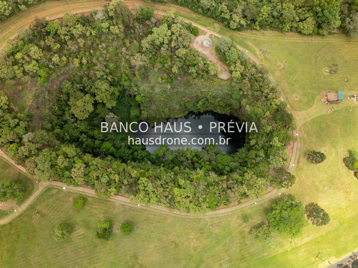 Furna e vegetação em vista aérea — Vila Velha em Ponta Grossa, Paraná.