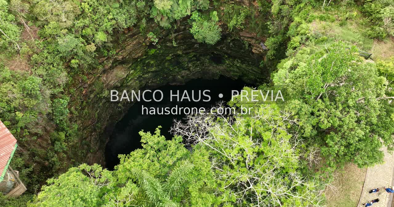 Furna e vegetação em vista aérea — Vila Velha em Ponta Grossa, Paraná.