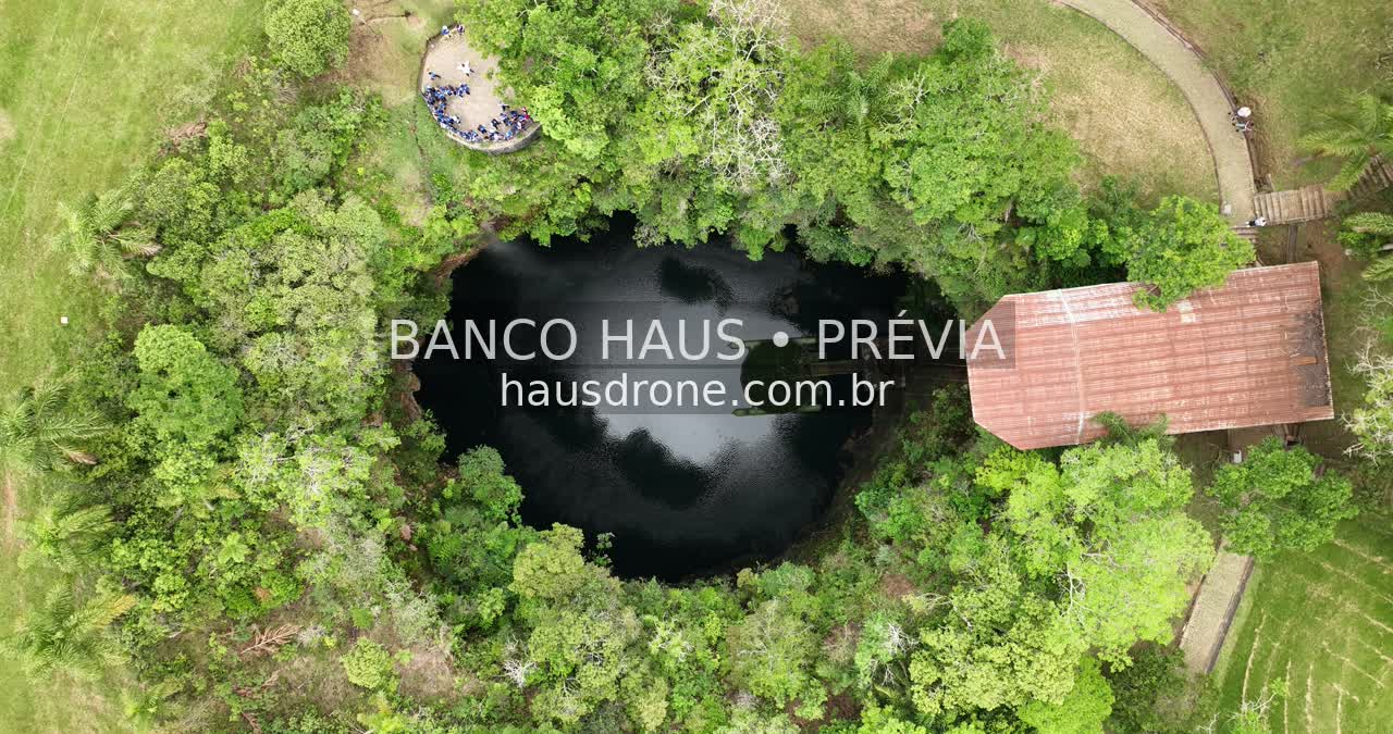 Furna e vegetação em vista aérea — Vila Velha em Ponta Grossa, Paraná.