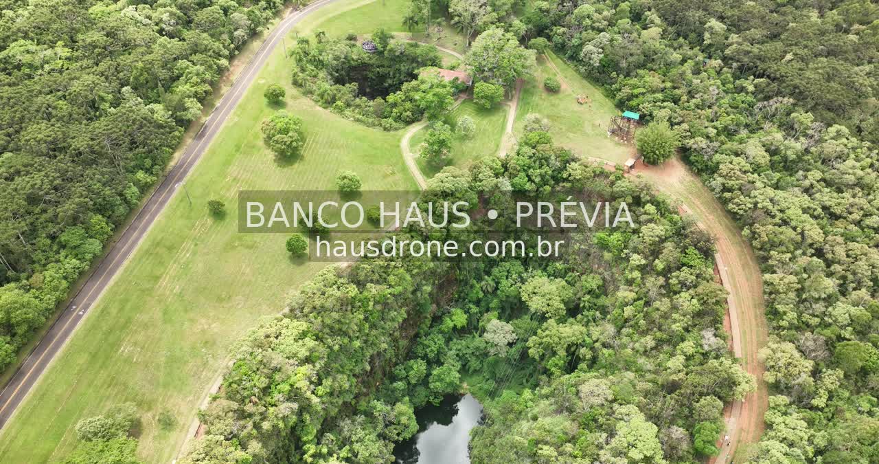 Furna e vegetação em vista aérea — Vila Velha em Ponta Grossa, Paraná.